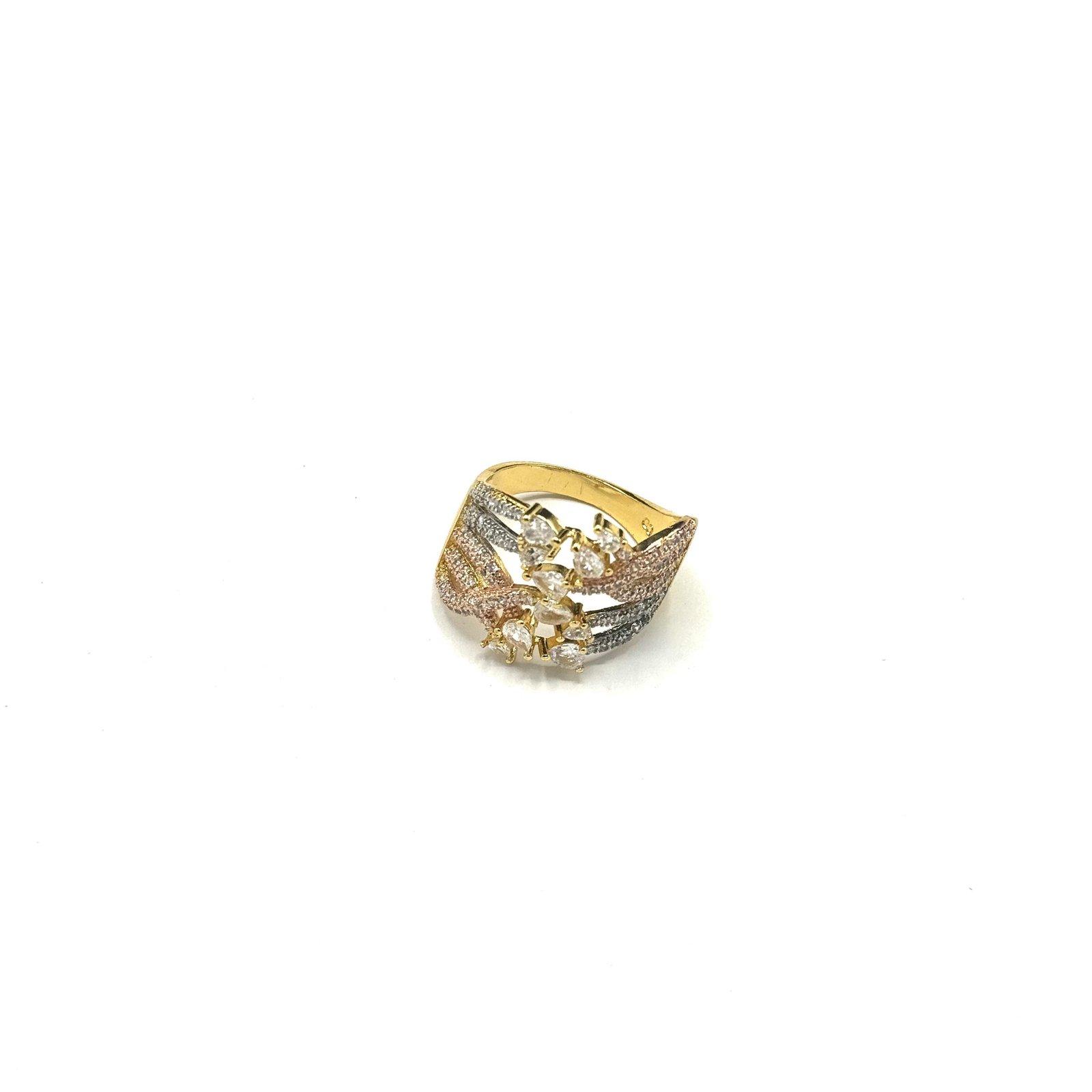 Premium Quality Real Zircone Gold Plated Diamond Cut Rings ART-FAJ-5014