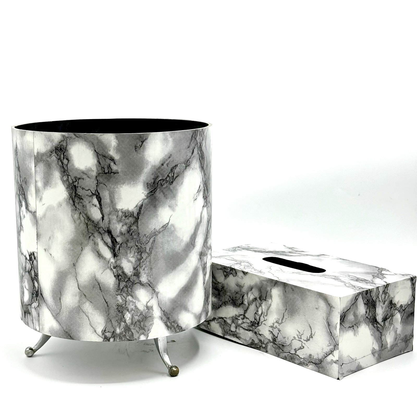 Decor Marble Style Dustbin and Tissue box ART-N-2607