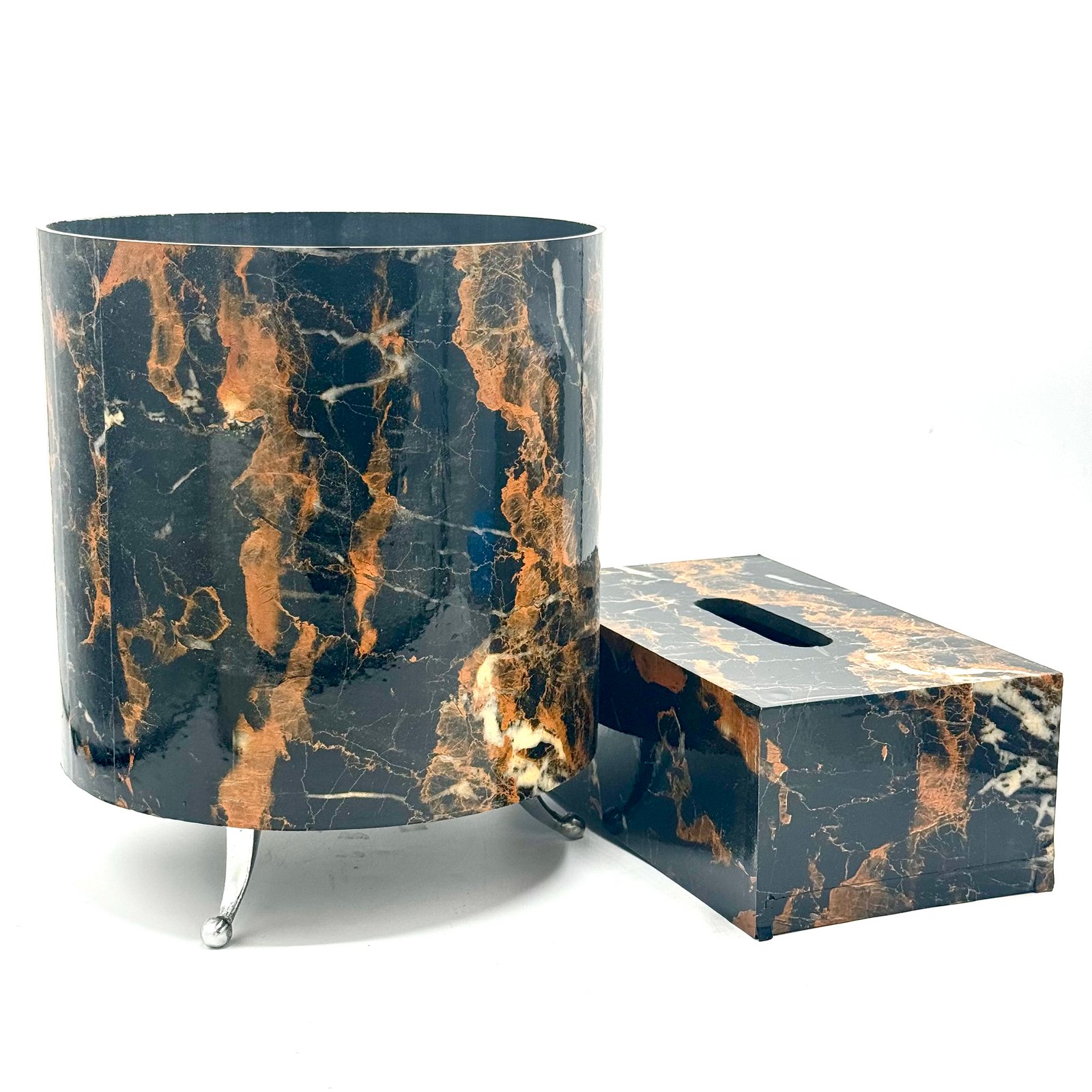 Decor Marble Style Dustbin and Tissue box ART-N-2616