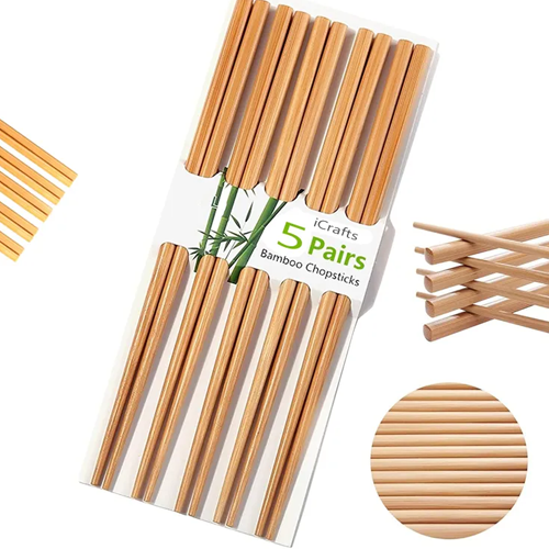 Chopsticks Pair of 5/10 Bamboo Reusable Chopsticks (Natural Wood)
