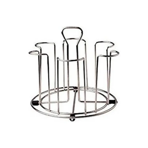 6 Cups Mug Glass Stand Holder stainless steel Cup Drying Rack Shelf Bottle Cup Hanging Drainer Upside-Down Cup Drain Rack