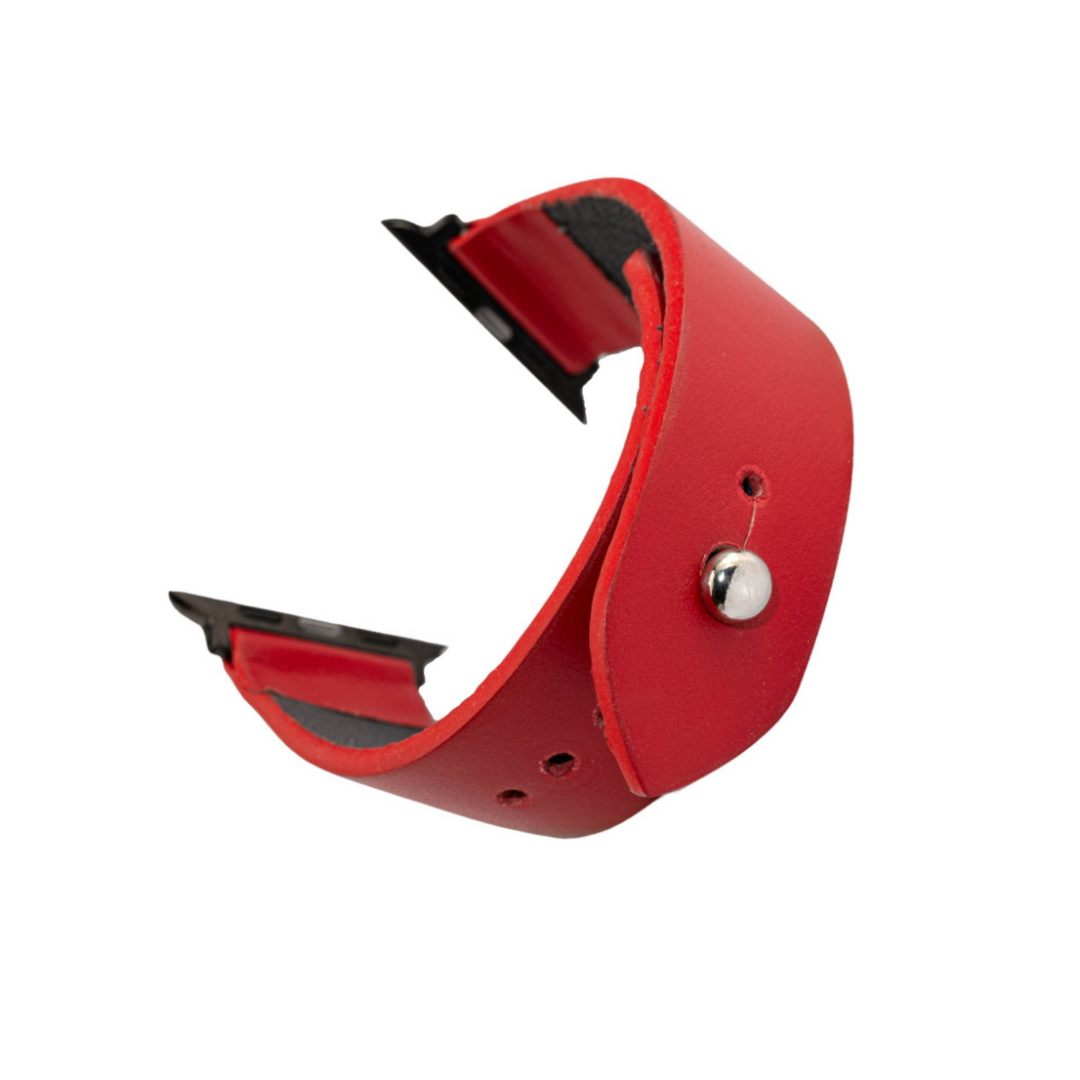 Apple Watch Strap In Pure Leather - Red | Waji's