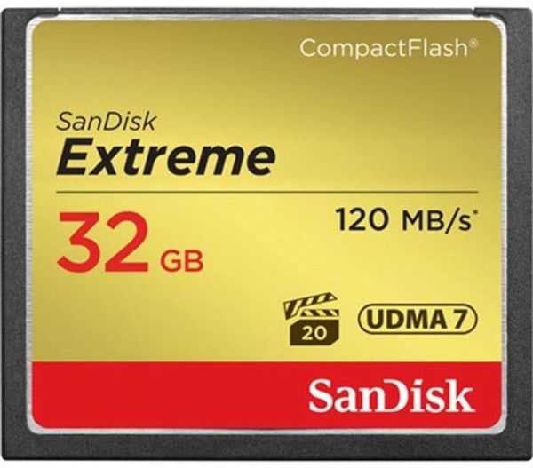 SanDisk Extreme 32GB Compact Flash Memory Card UDMA 7 Speed Up To 120MB/s