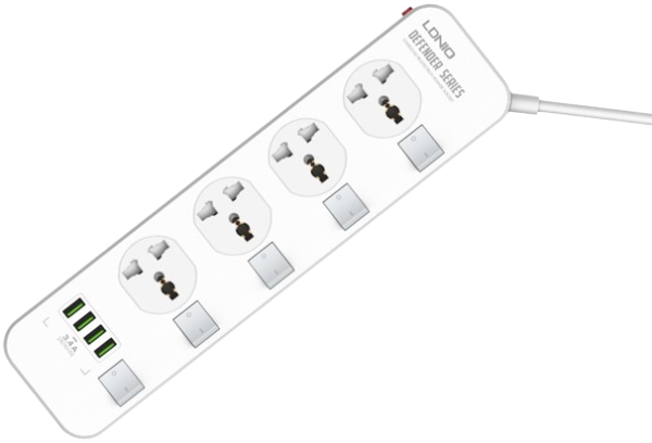 Ldnio SC4408 2500w 4 USB-A Ports & 4 Power Sockets EU Plug Power Extension