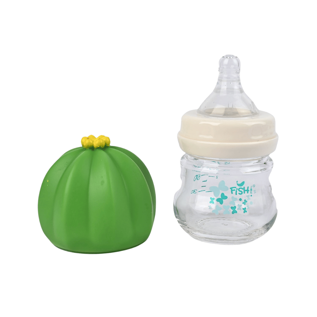 Baby Glass Bottle with Fish Design - 80ml