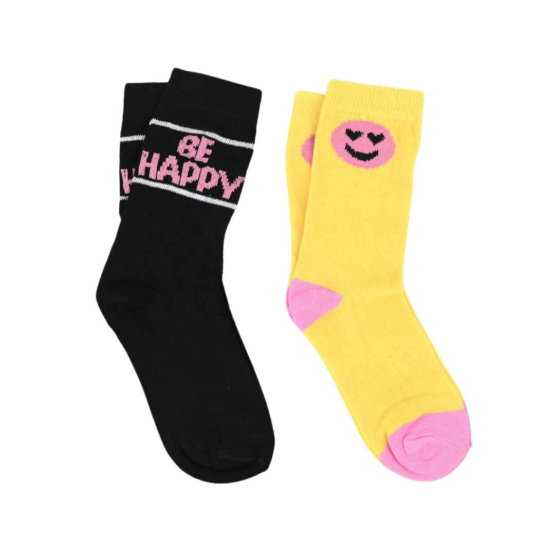 Girls’ Smiley Socks – Pack of 2 Mixed Colors