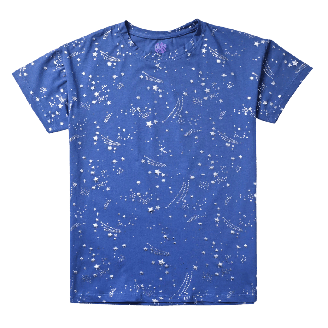 True Navy Stars Cotton Jersey T-Shirt: Featuring a stylish star print, this navy tee is perfect for a trendy casual look.